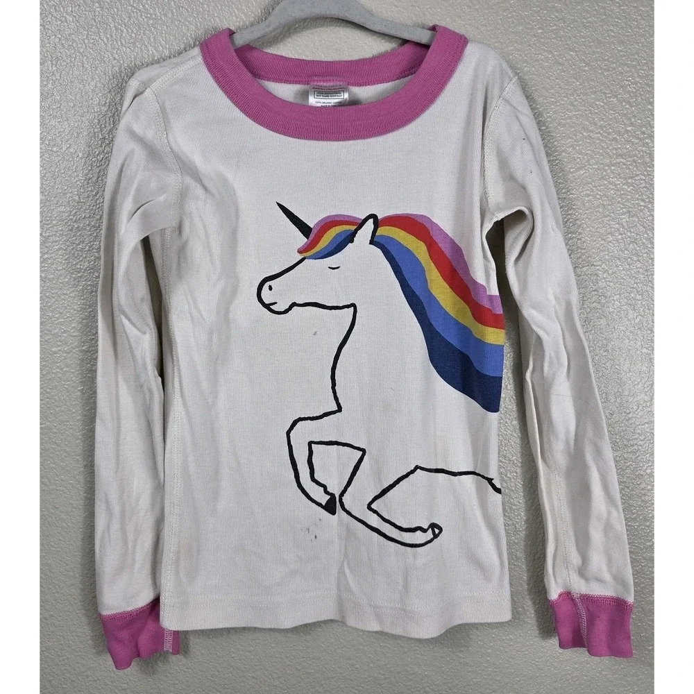 Hanna Andersson Organic Cotton Pajama Bundle Girls‎ 6-7 Unicorn Striped 5...